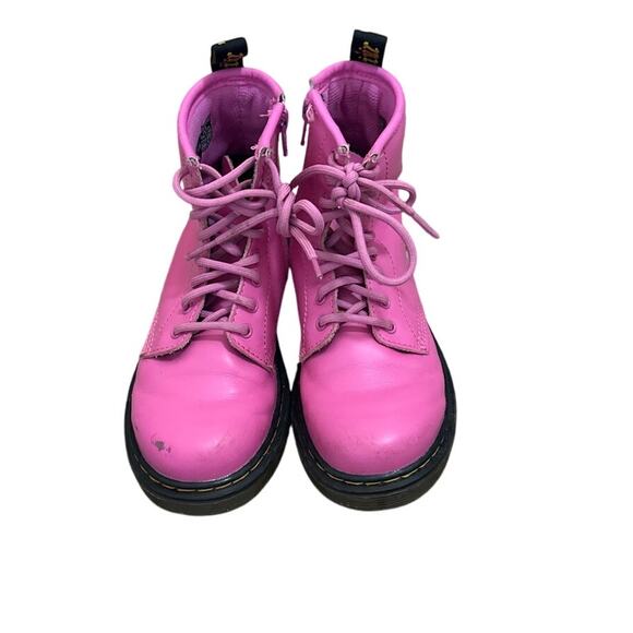 Dr Martens Girls Pink Side Zip Lace Up Boots Size 1 - Picture 1 of 7